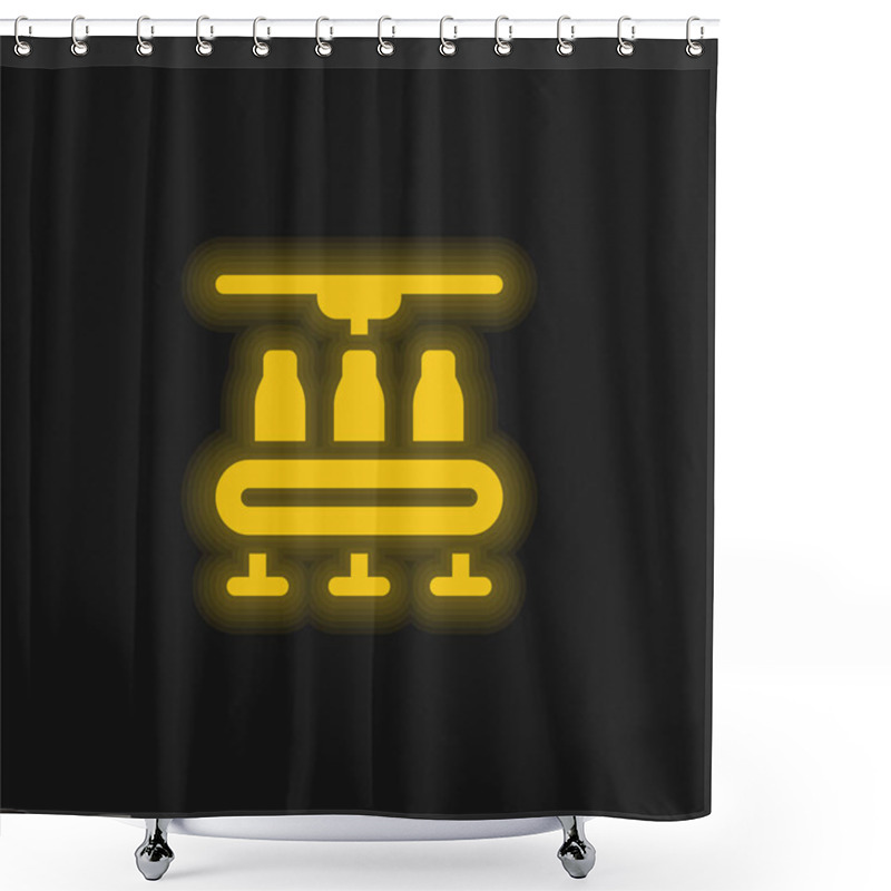 Personality  Bottles Yellow Glowing Neon Icon Shower Curtains