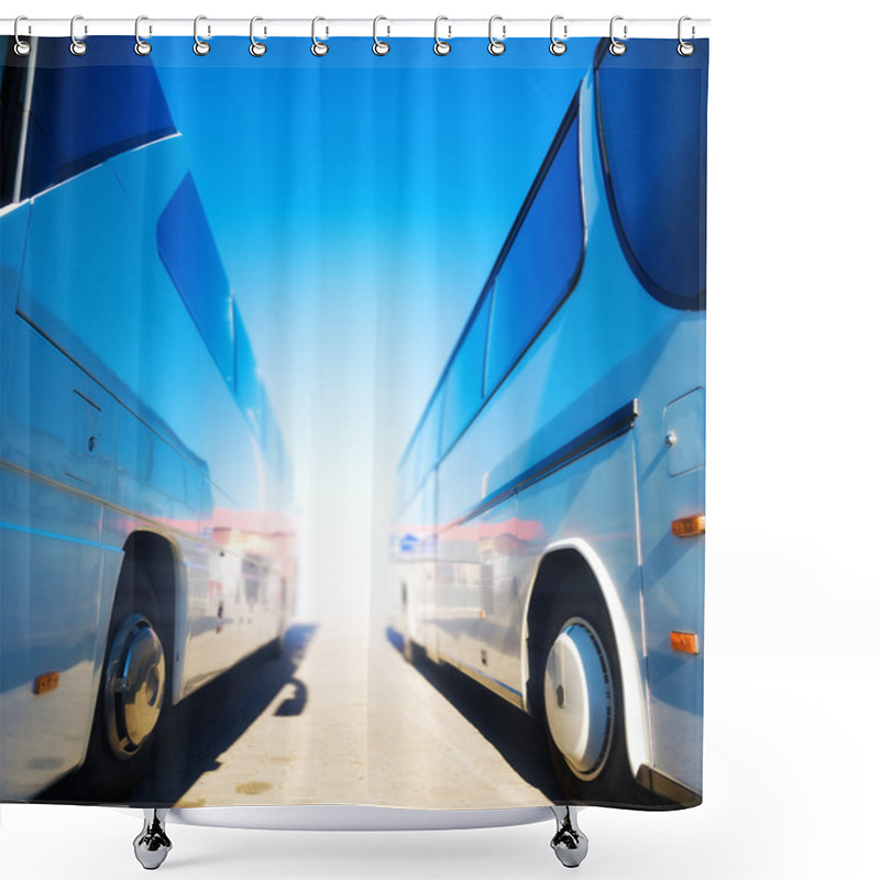 Personality  Two Tourist Buses Shower Curtains