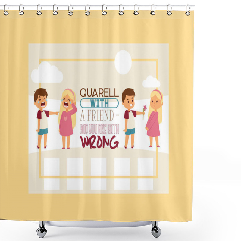 Personality  Forgive Me Vector Kid Character And Children In Quarrel Forgiving Sorry Apology Illustration Of Forgiveness Apologize Card Background Crying Girl Boy Friends Backdrop Shower Curtains