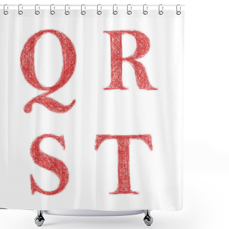 Personality  Red Sketch Font Set - Letters Q, R, S, T Shower Curtains