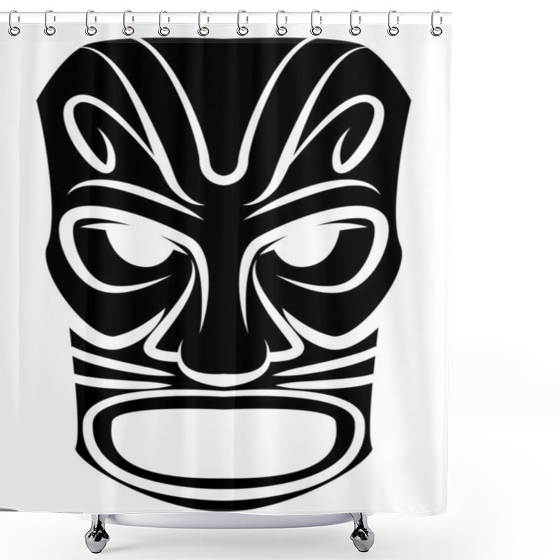 Personality  Totem Mask Black Silhoutte Of Shower Curtains