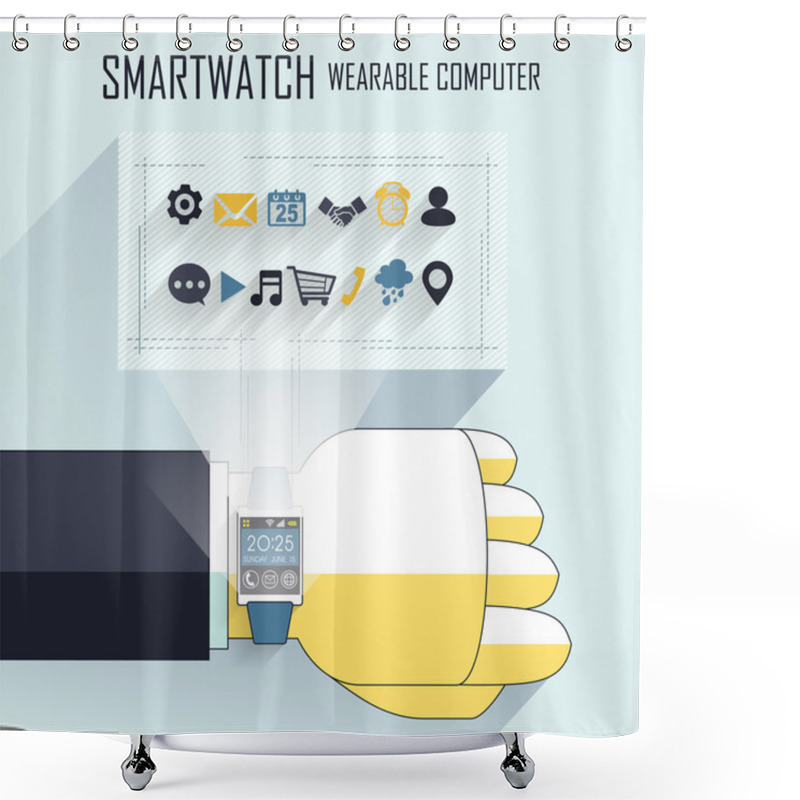 Personality  Businessman's Hand With Smart Watch Shower Curtains