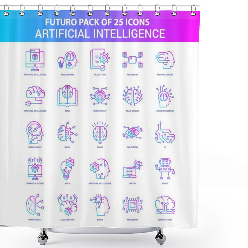 Personality  25 Blue And Pink Futuro Artificial Intelligence Icon Pack Shower Curtains