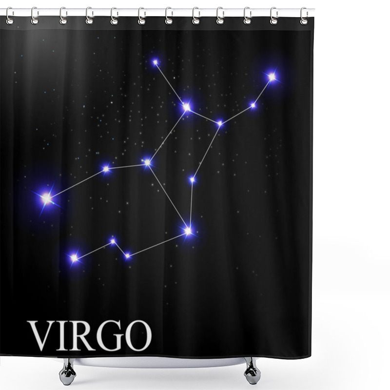 Personality  Virgo Zodiac Sign With Beautiful Bright Stars On The Background Shower Curtains