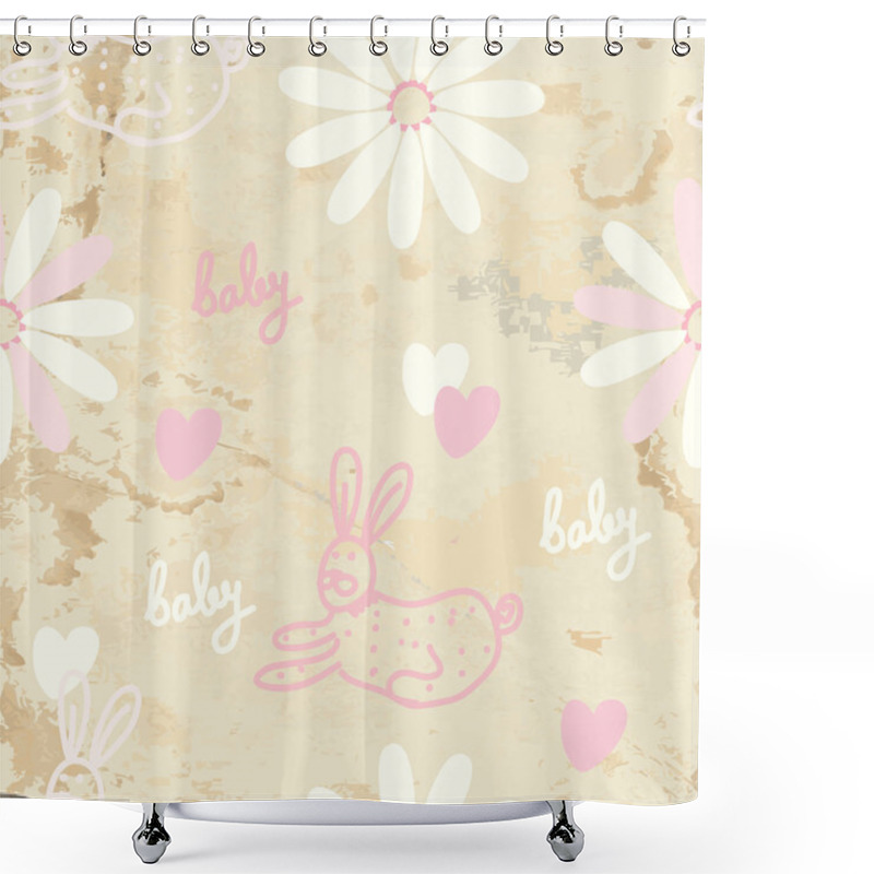 Personality  Baby Retro Seamless Background Shower Curtains