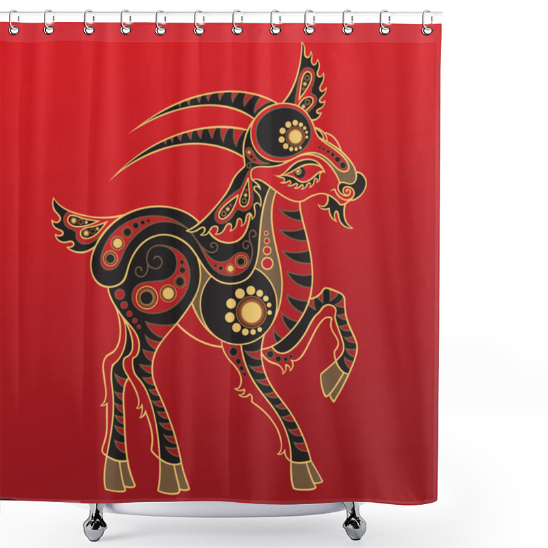 Personality  Year Of The Goat. Chinese Horoscope Animal Sign Shower Curtains