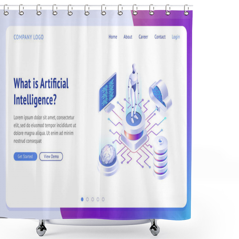 Personality  Ai, Artificial Intelligence Isometric Landing Page Shower Curtains