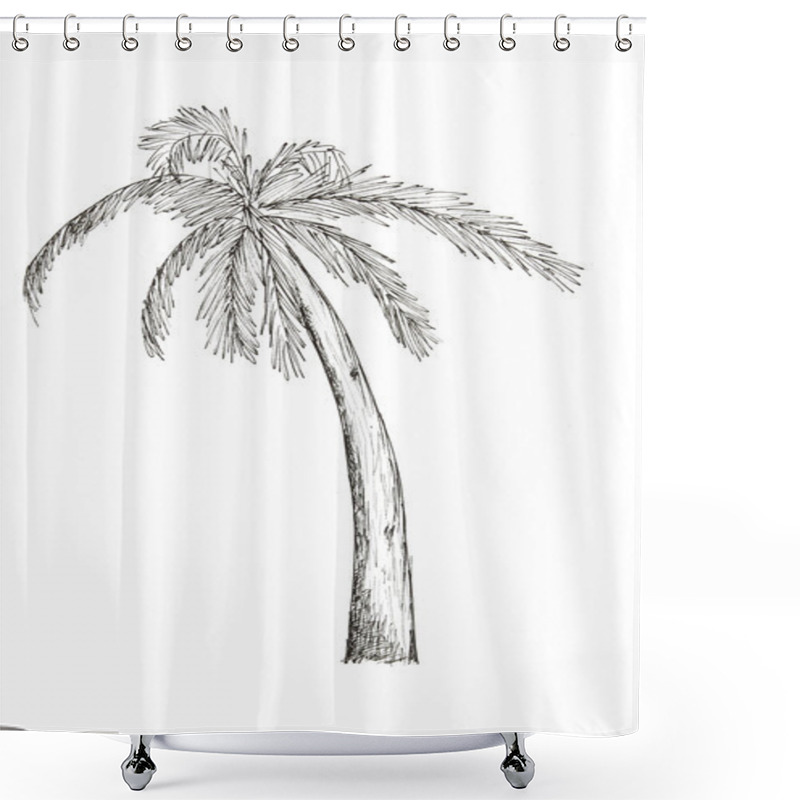 Personality  Pencil Drawing Palm Trees Shower Curtains