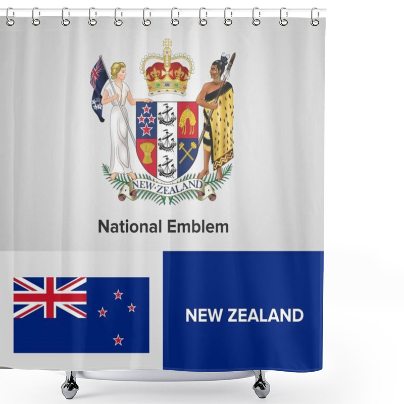 Personality  New Zealand National Emblem And Flag  Shower Curtains