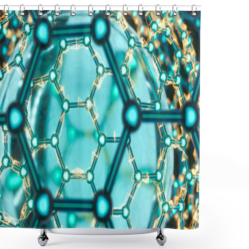 Personality  Cells And Biological Chain,molecules And Abstract Conception,3d Rendering. Shower Curtains