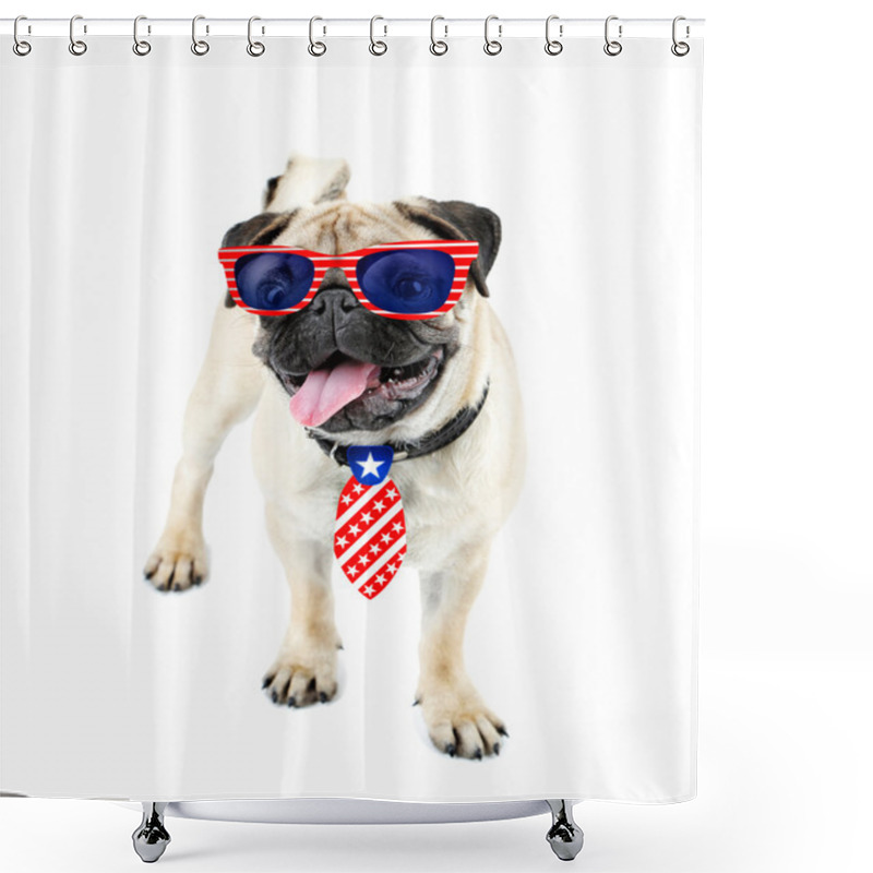 Personality  Cute Dog With Sunglasses And Tie Shower Curtains