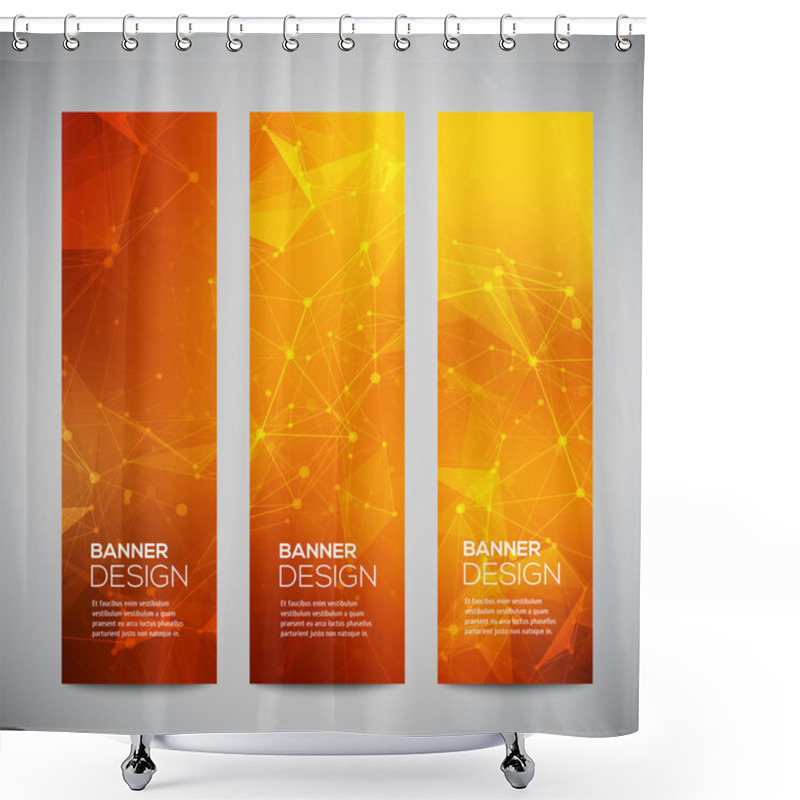 Personality  Vector Vertical Banners Set With Polygonal Abstract Shapes, With Circles, Lines, Triangles. Polygonal Banners Shower Curtains