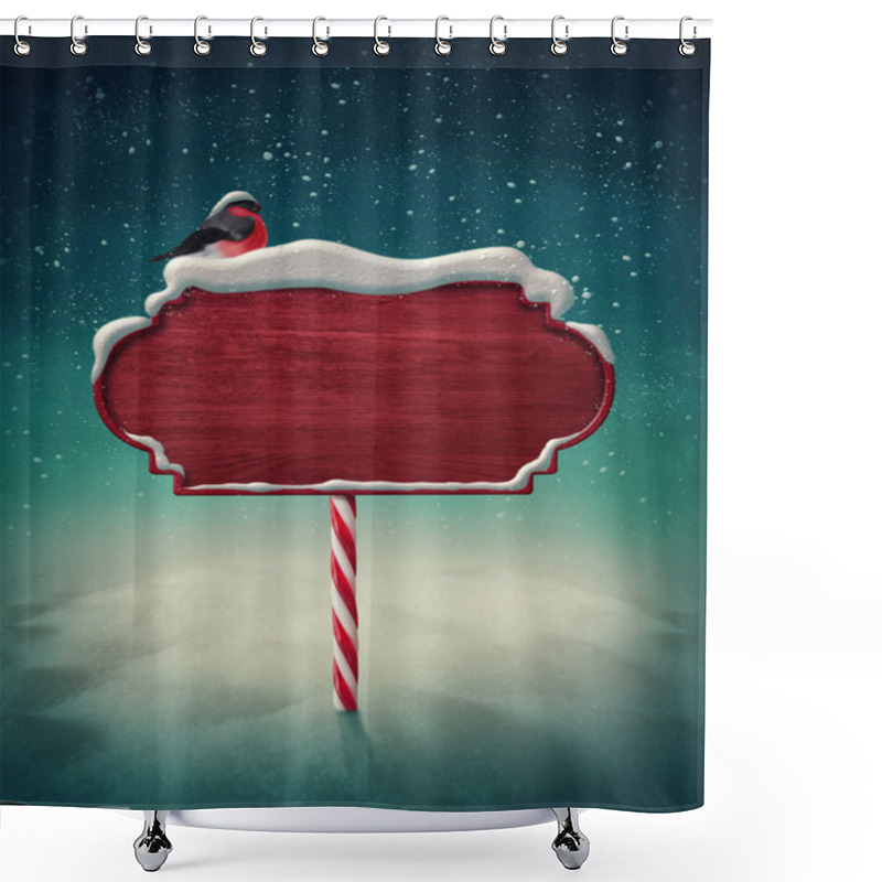 Personality  Wooden Red Sign Shower Curtains