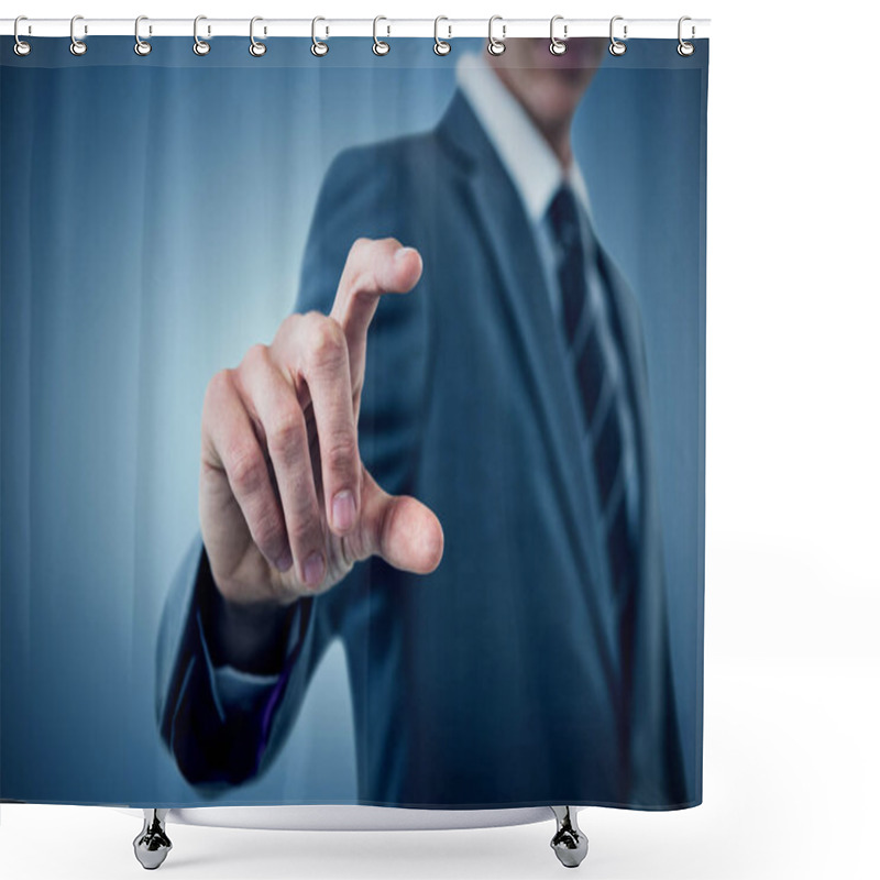 Personality  Midsection Of Sophisticated Businessman Indicating Shower Curtains