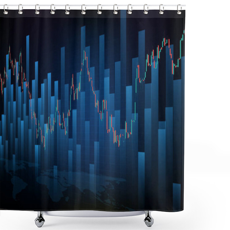 Personality  Abstract Futuristic Technology Background Of Stock Market And Candle Stick Bar Chart Graph Green And Red Shower Curtains