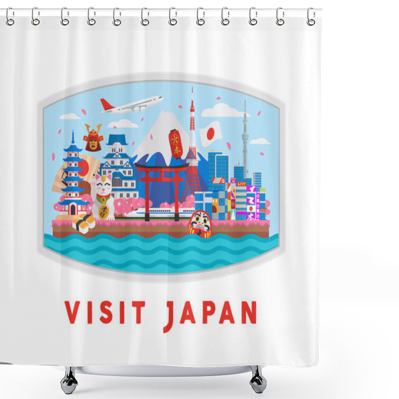 Personality  Japan Famous Tourist Destination Illustration Shower Curtains