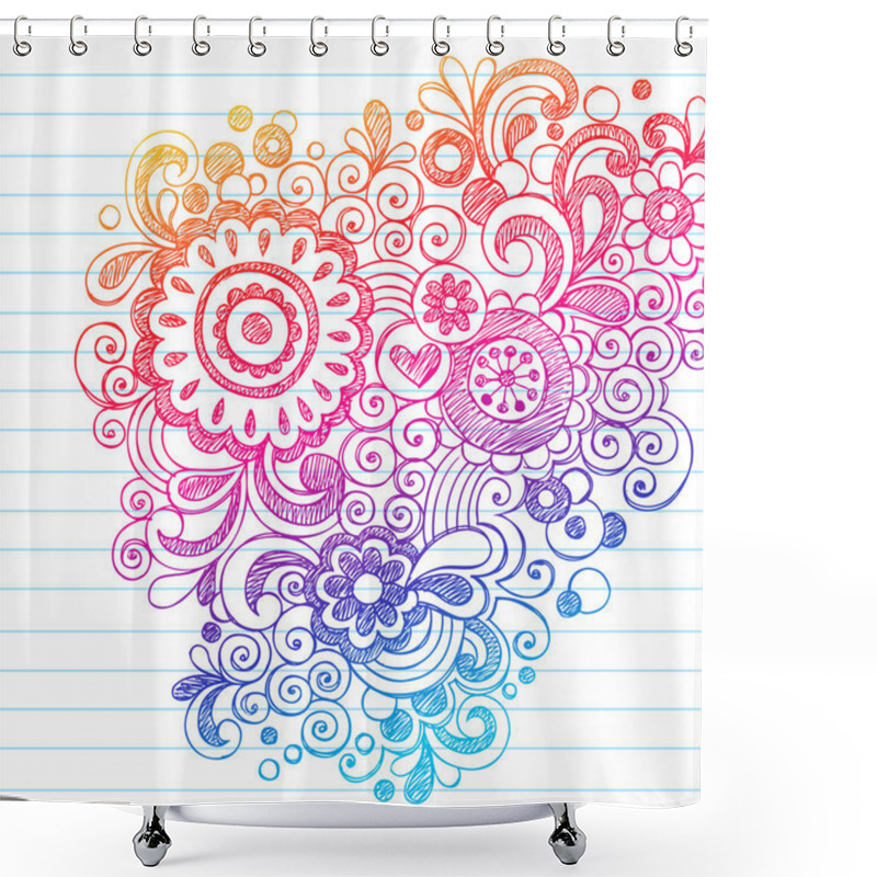 Personality  Flowers Sketchy Doodles Back To School Vector Illustration Shower Curtains