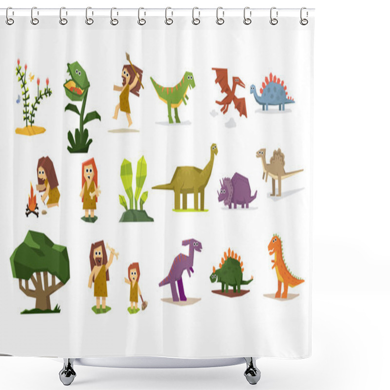 Personality  Dinosaurs And Prehistoric Plants Shower Curtains