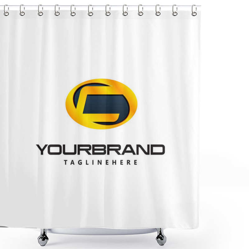 Personality  Golden Letter C Logo Curved Oval Shape. Auto Guard Badge Auto Logo Shower Curtains