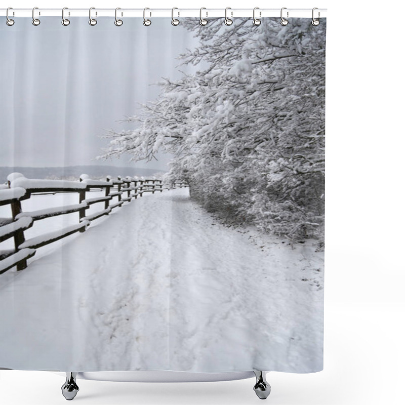 Personality  Vertical Shot Of Winter Corral Landscape Shower Curtains