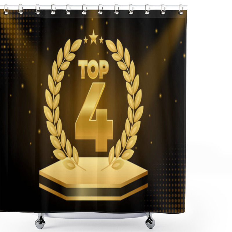 Personality  Luxury Golden Podium With Laurel Wreath And Top 4 Ranking Shower Curtains