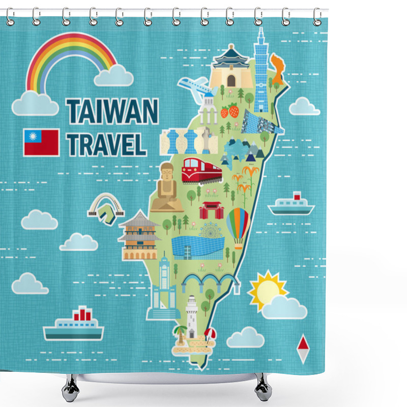 Personality  Lovely Taiwan Travel Map Shower Curtains