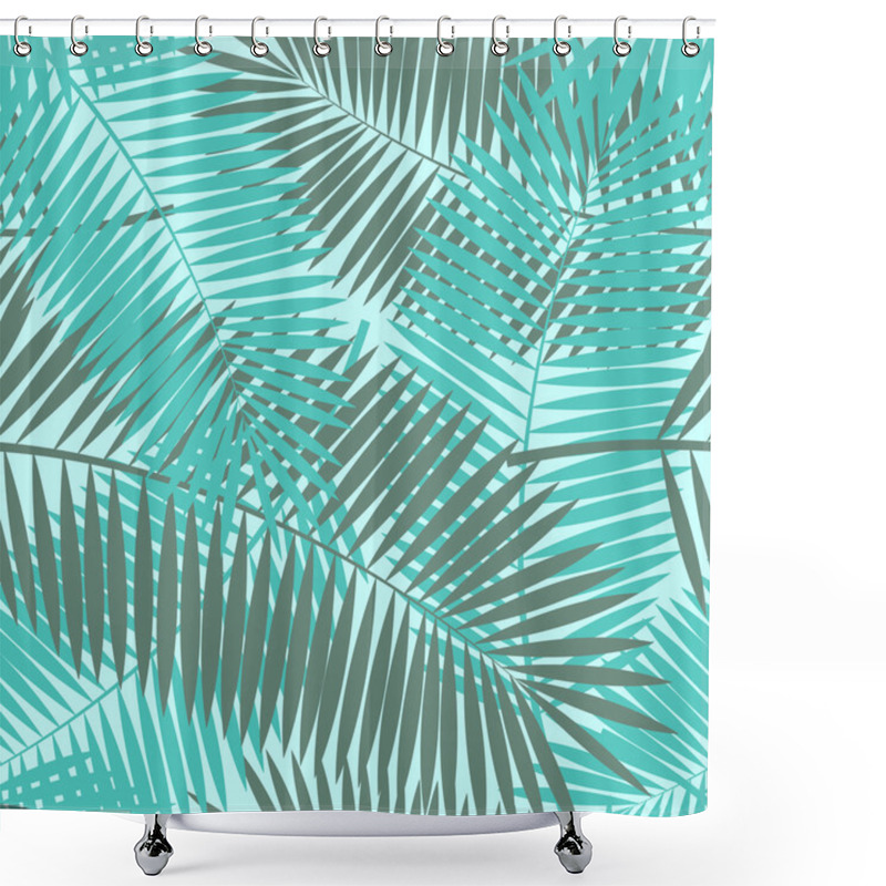 Personality  Palm Leaf Seamless Pattern Background Vector Illustration Shower Curtains