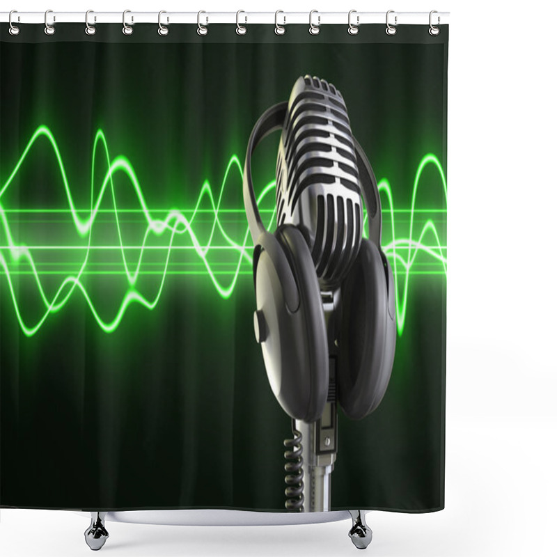 Personality  Audio Waves & Microphone Shower Curtains