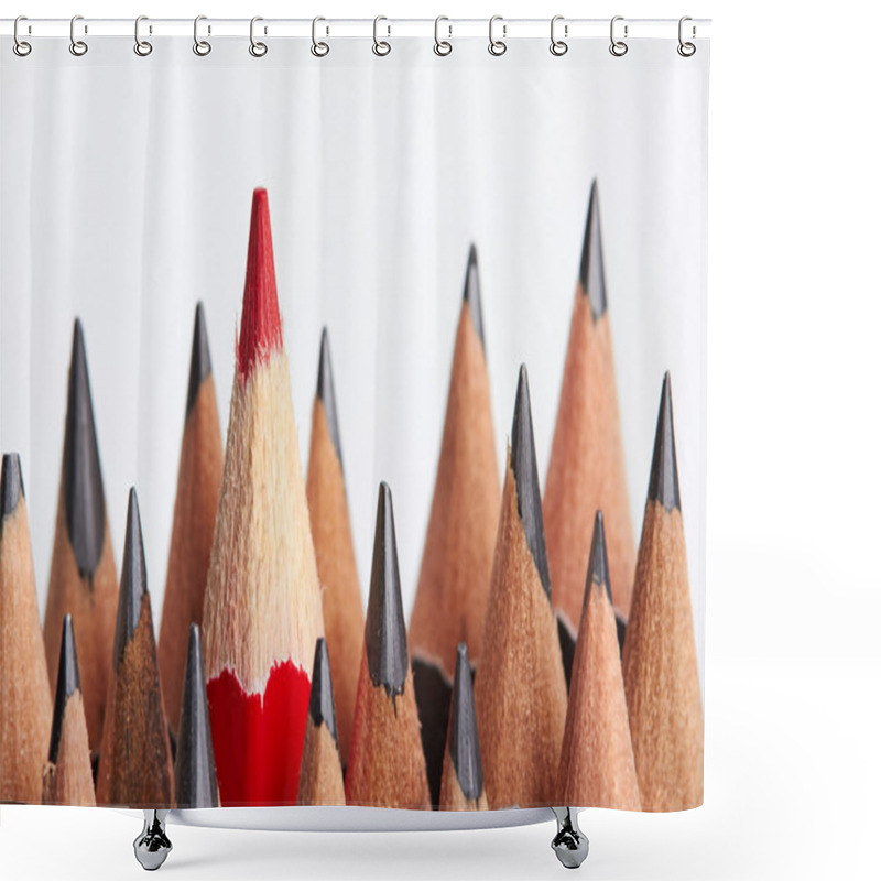 Personality  Red Pencil Standing Out From Crowd Shower Curtains