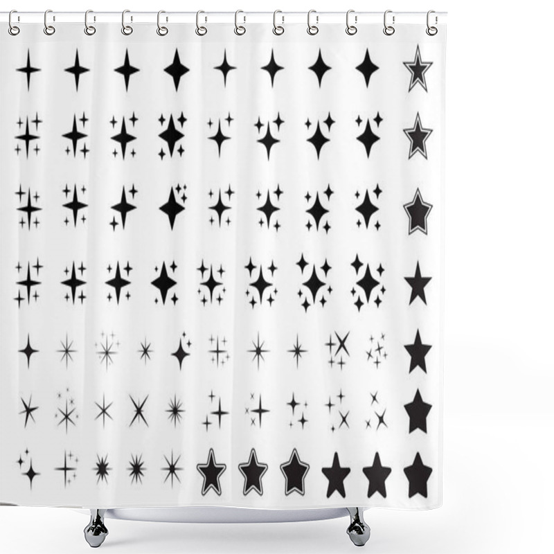 Personality  Set Of Different Beautiful Star And Sparkle Shapes Vector, Collection Shower Curtains