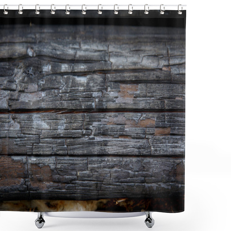 Personality  Burned Wooden Wall Shower Curtains