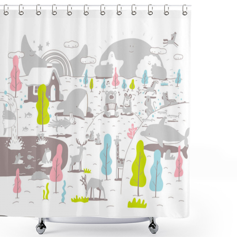 Personality  Different Animals Illustration Shower Curtains