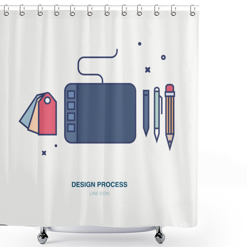 Personality  Banner In Flat Line Design Shower Curtains