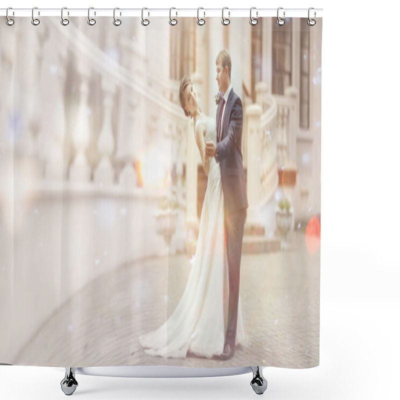 Personality  Wedding Couple Near Palace Shower Curtains