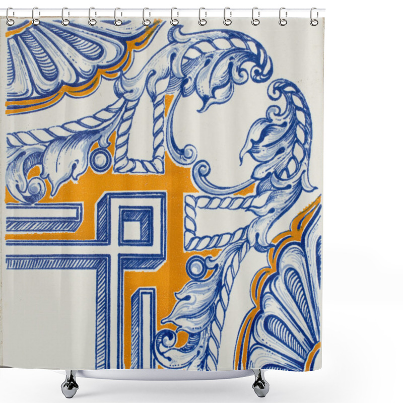 Personality  Traditional Portuguese Glazed Tiles Shower Curtains