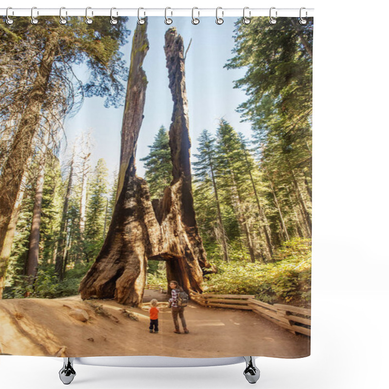 Personality  Mother With Toddler Visit Yosemite National Park In California, USA Shower Curtains