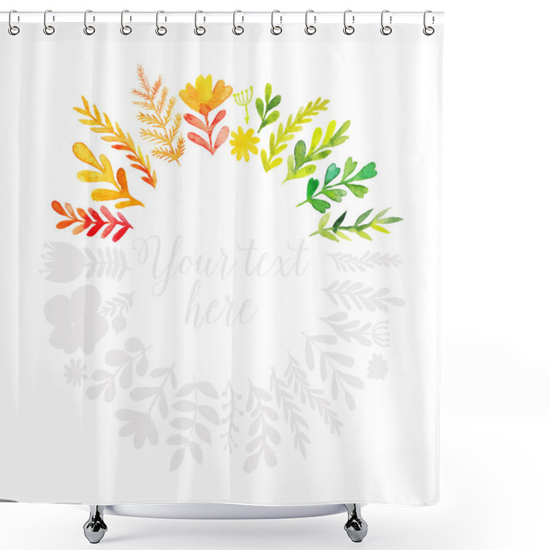 Personality  Hand Drawn Wedding Wreath With Flowers Shower Curtains