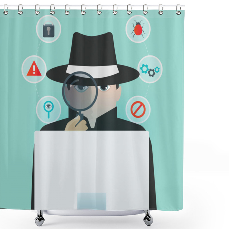 Personality  Personal Computer Safety Inspector Shower Curtains