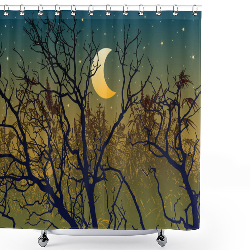 Personality  Forest Illustration For Halloween Shower Curtains