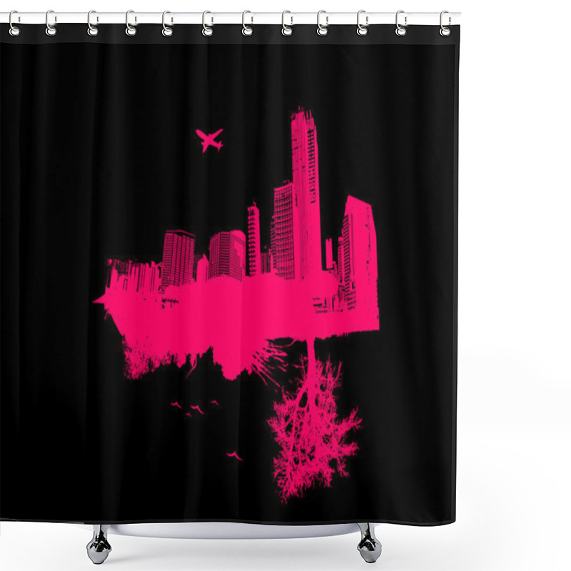 Personality  City Vs Nature. Vector Art. Shower Curtains