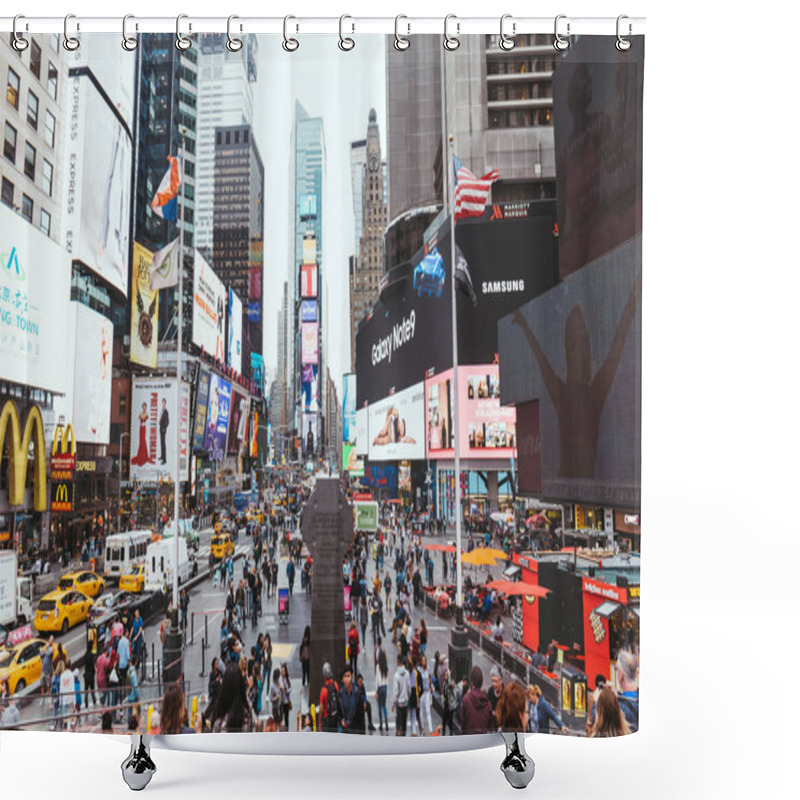 Personality  TIMES SQUARE, NEW YORK, USA - OCTOBER 8, 2018: Urban Scene With Crowded Times Square In New York, Usa Shower Curtains