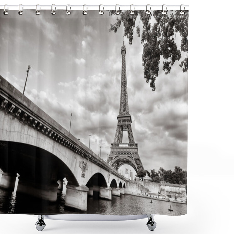 Personality  Eiffel Tower View From Seine River Shower Curtains