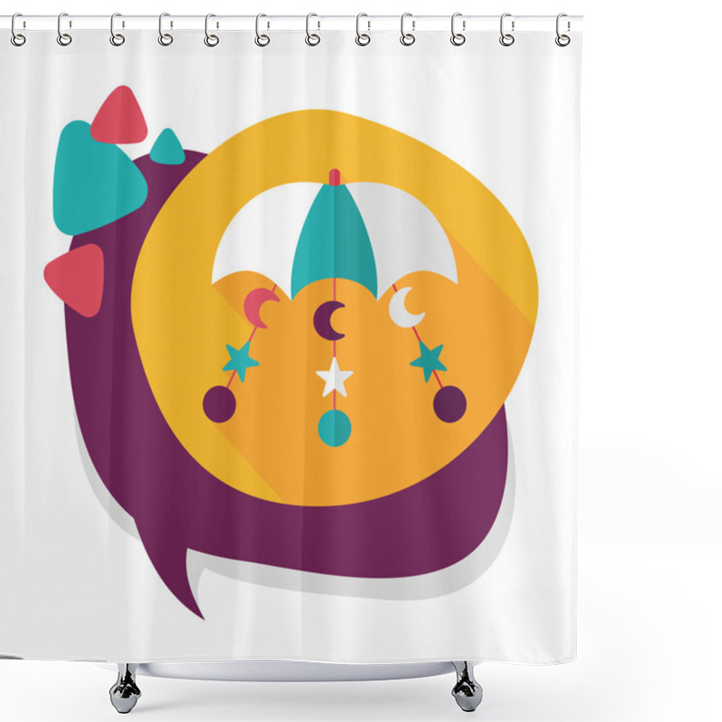 Personality  Baby Crib Hanging Toy Flat Icon With Long Shadow,EPS 10 Shower Curtains