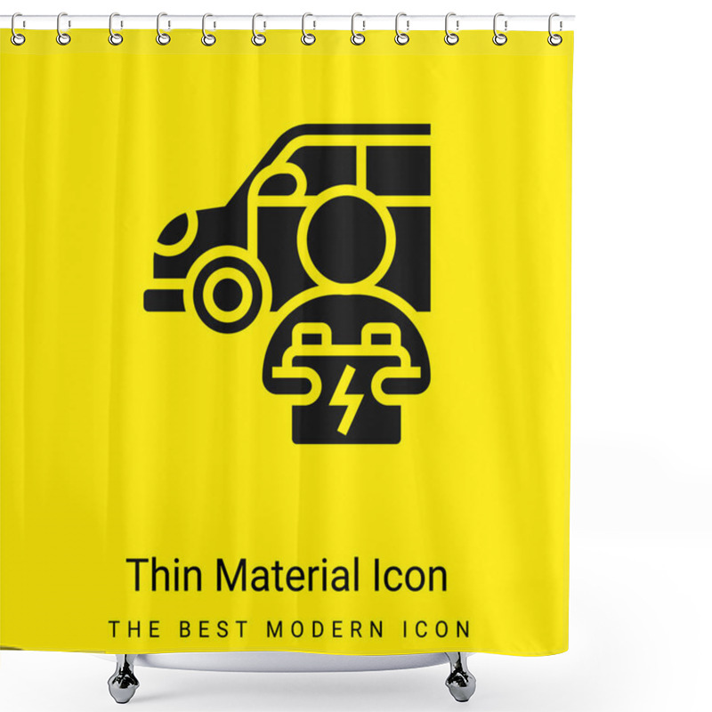 Personality  Battery Minimal Bright Yellow Material Icon Shower Curtains