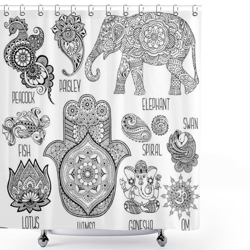 Personality  Set Of Symbols Used In Mihendi Shower Curtains