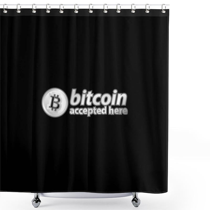 Personality  Bitcoin Accepted Here Logo Silver Plated Metallic Icon Shower Curtains