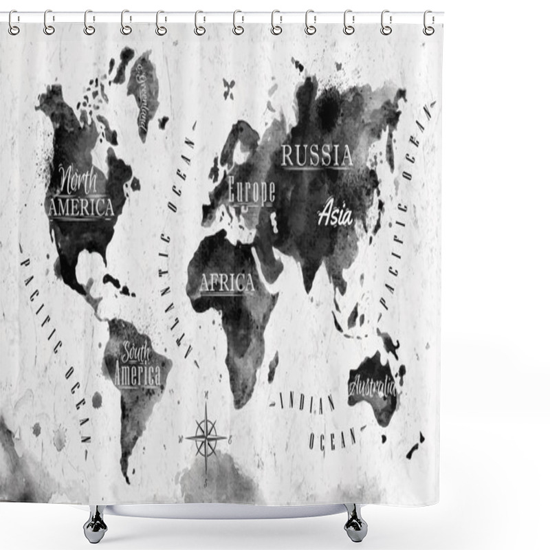 Personality  Ink World Map Shower Curtains