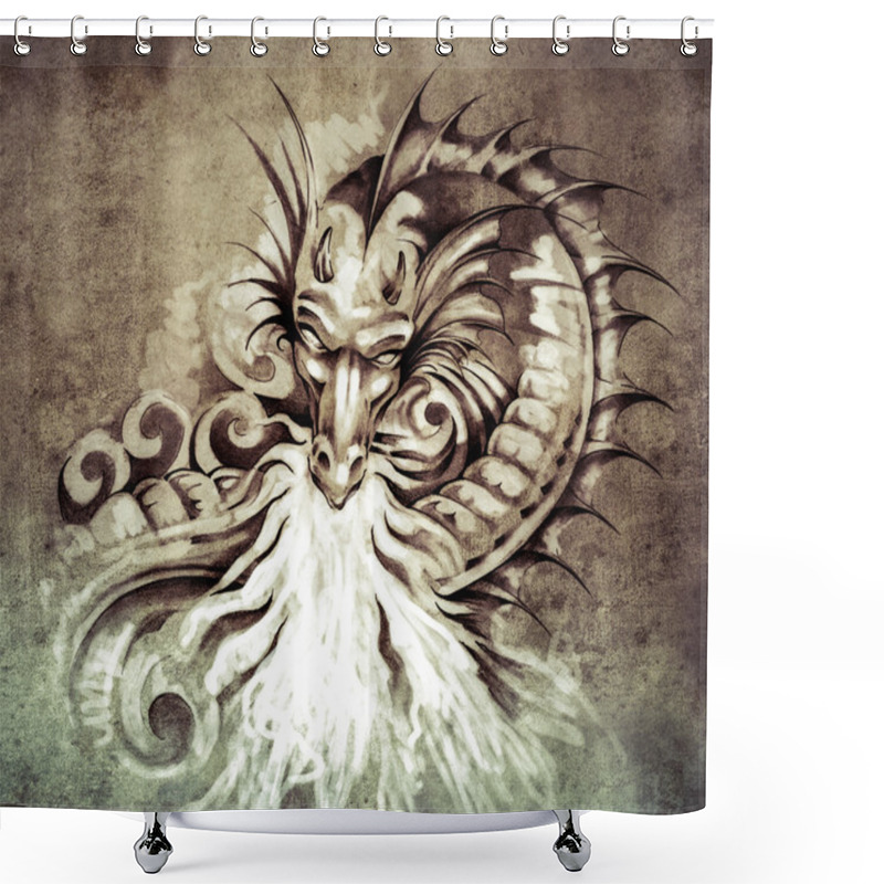 Personality  Sketch Of Tattoo Art Shower Curtains