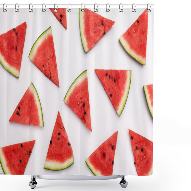 Personality  Watermelon Slices On White Background Shower Curtains