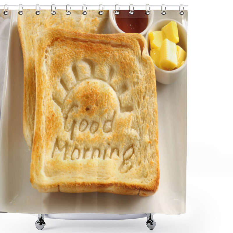 Personality  Good Morning Toast Shower Curtains